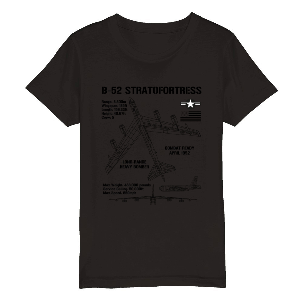 B-52 Stratofortress Specs Military Aircraft B52 Organic Kids Crewneck T-shirt