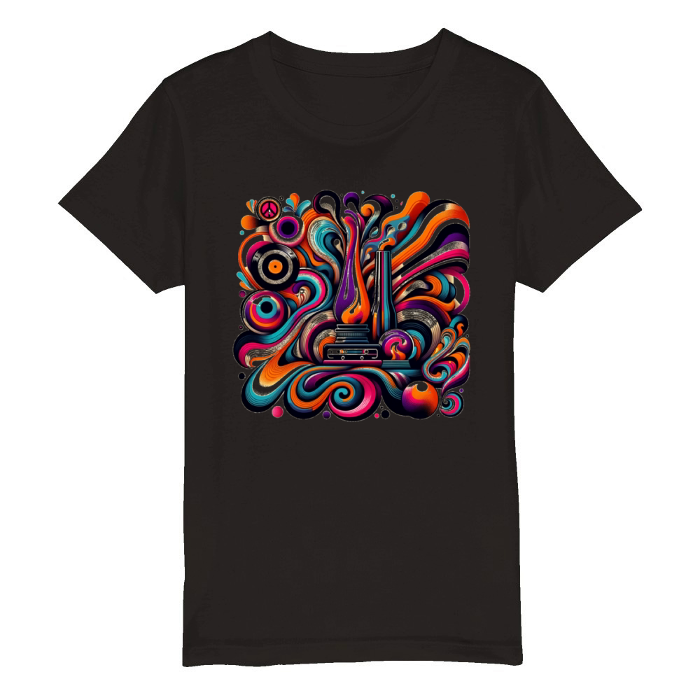Psychedelic Retro Fusion Organic Kids Crewneck T-shirt