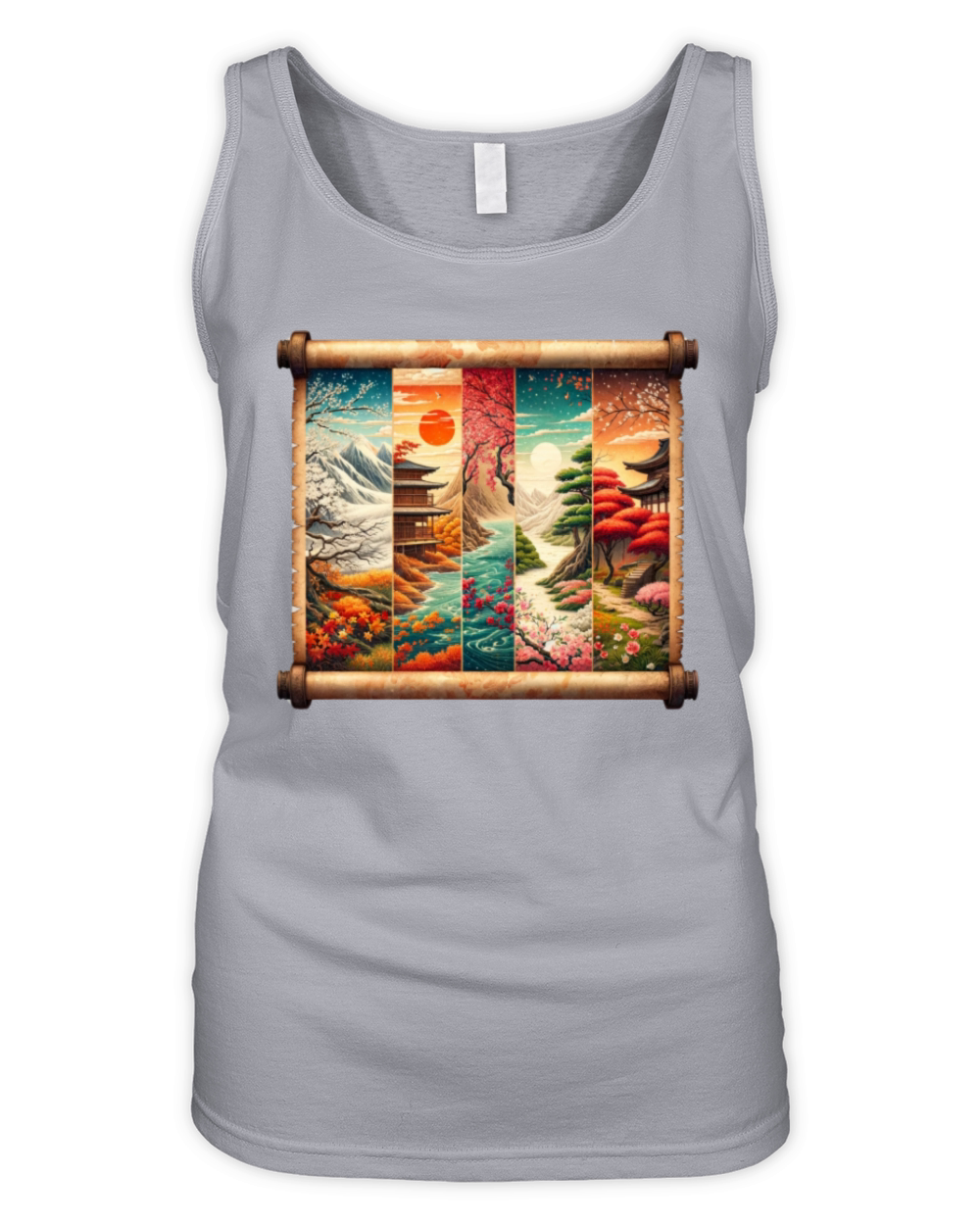 Winter Autumn Season Scenery Papyrus Scroll Organic Women's Tank Top