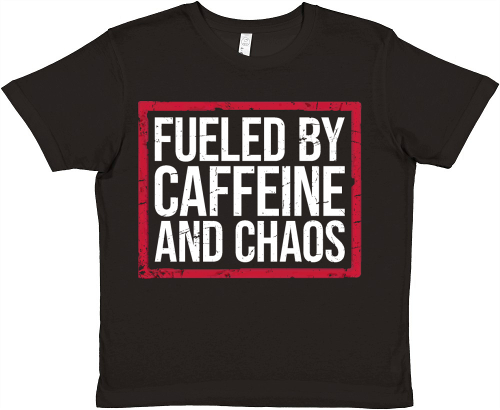 Fueled By Caffeine And Chaos Funny Coffee Lover Premium Kids Crewneck T-shirt