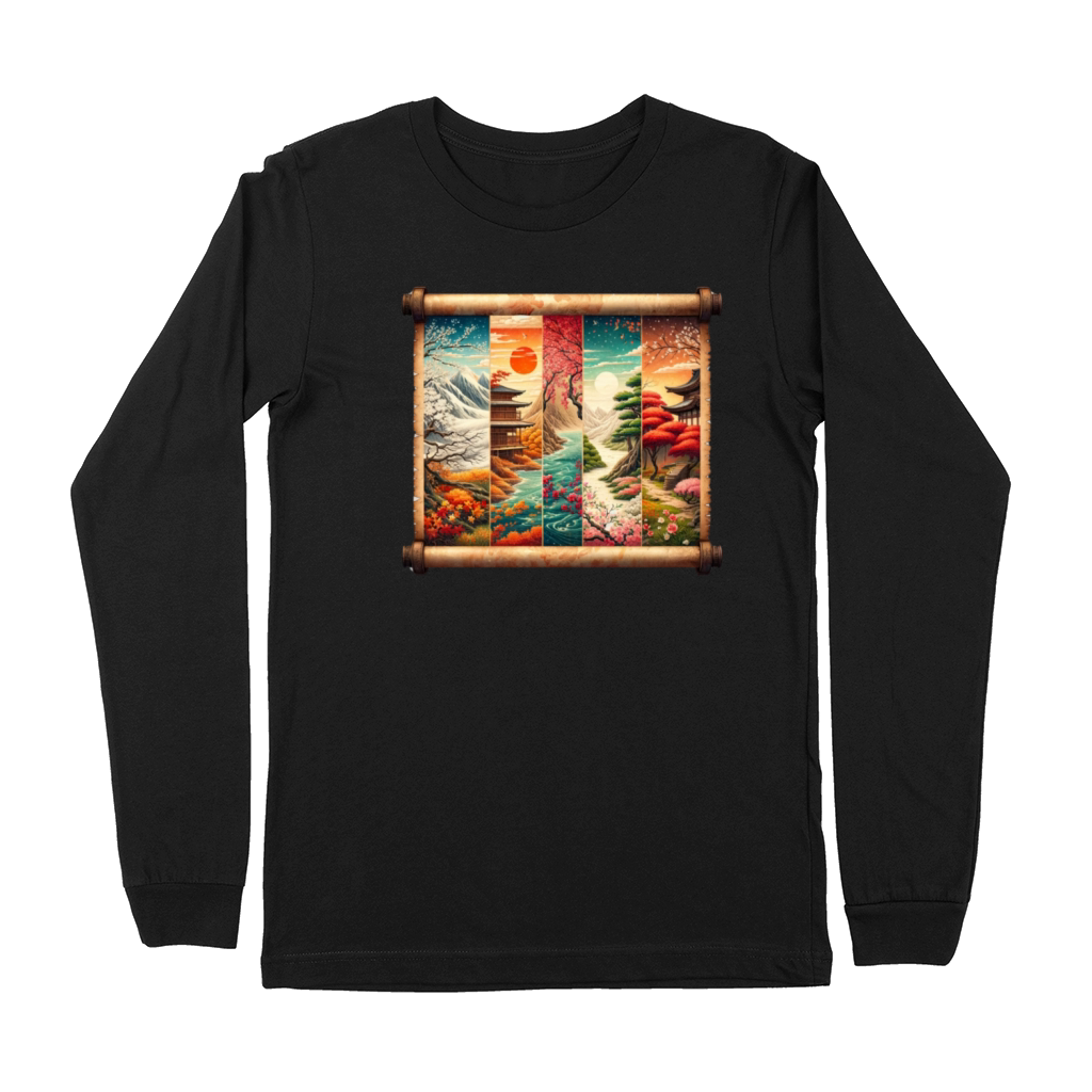 Winter Autumn Season Scenery Papyrus Scroll Premium Long Sleeve