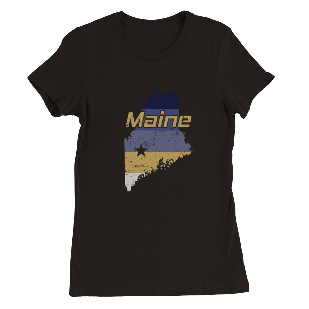 Maine State Outline Map USA Premium Womens Crewneck T-shirt