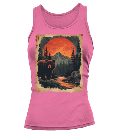 Sunset Scenery Papyrus Scroll Japanese Art Bear Tank top Woman