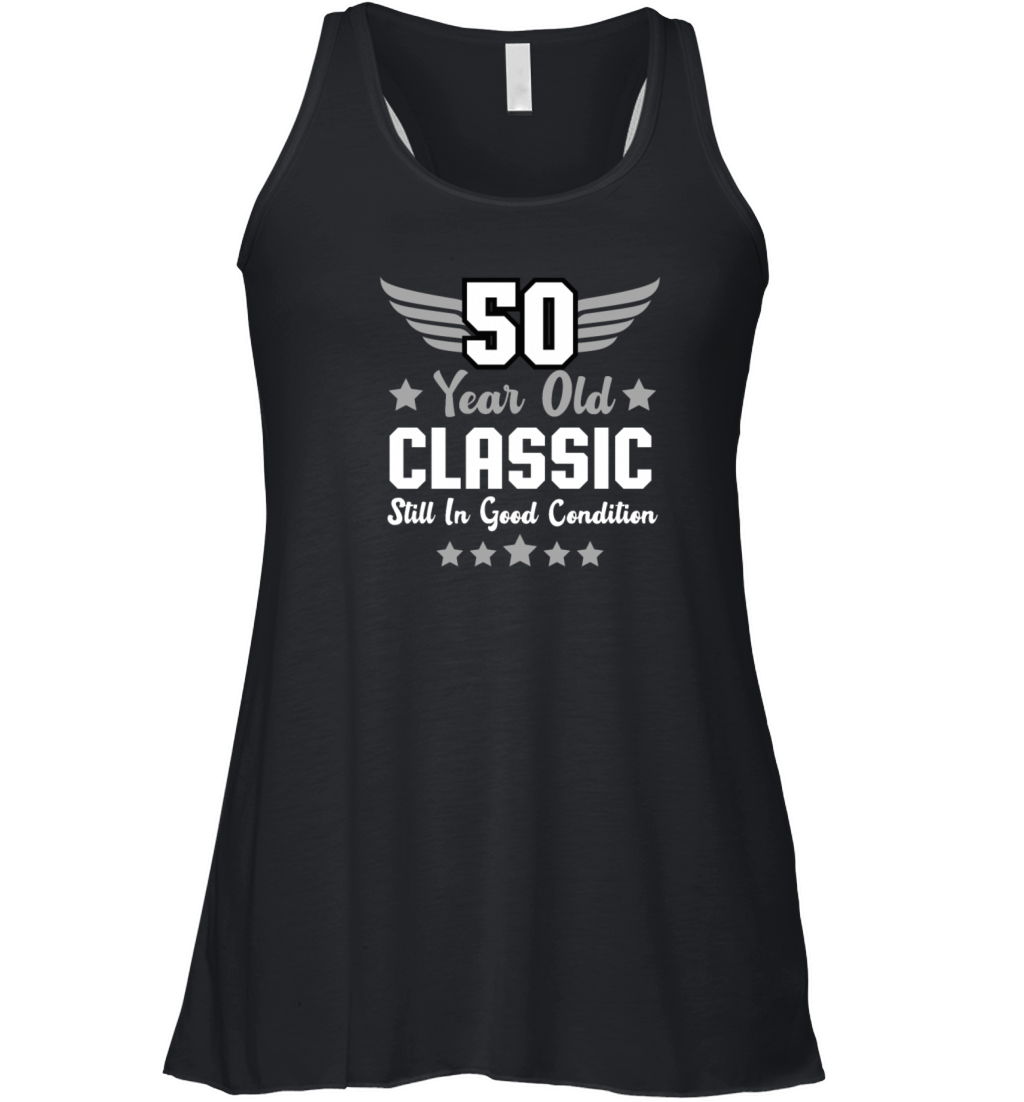 50th Birthday Fun Old Men Classic Retro Women's Flowy Tank Top