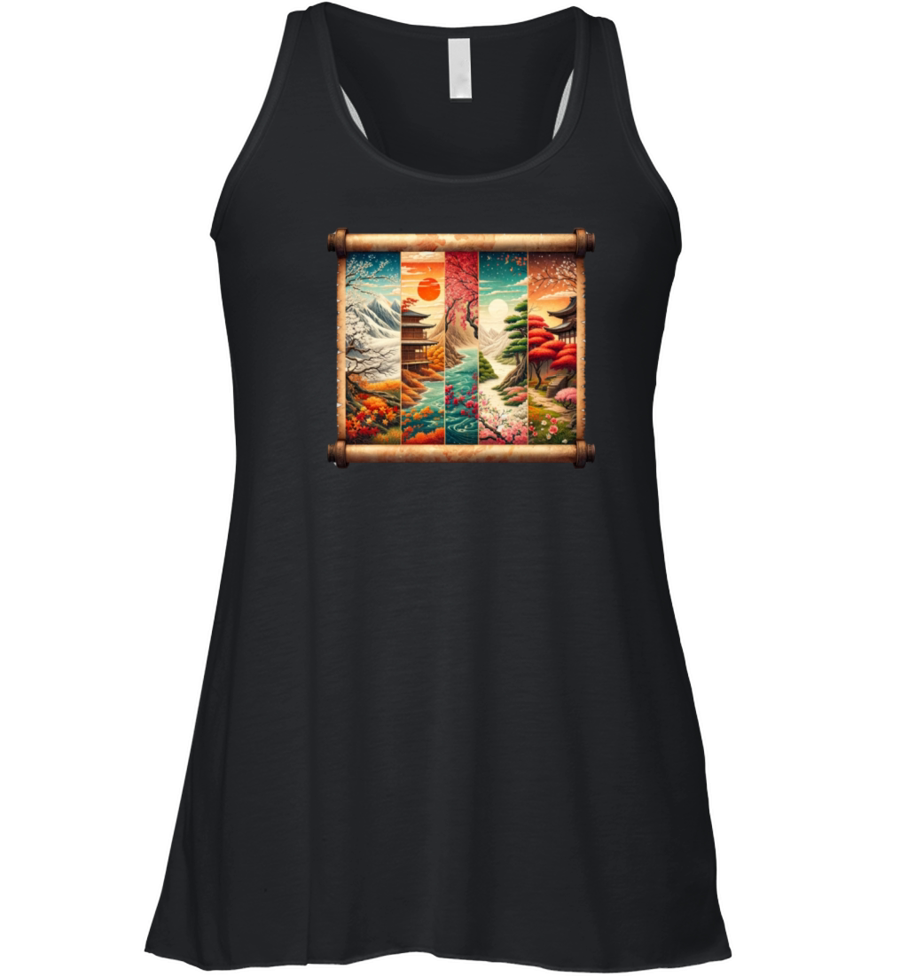 Winter Autumn Season Scenery Papyrus Scroll Women's Flowy Tank Top
