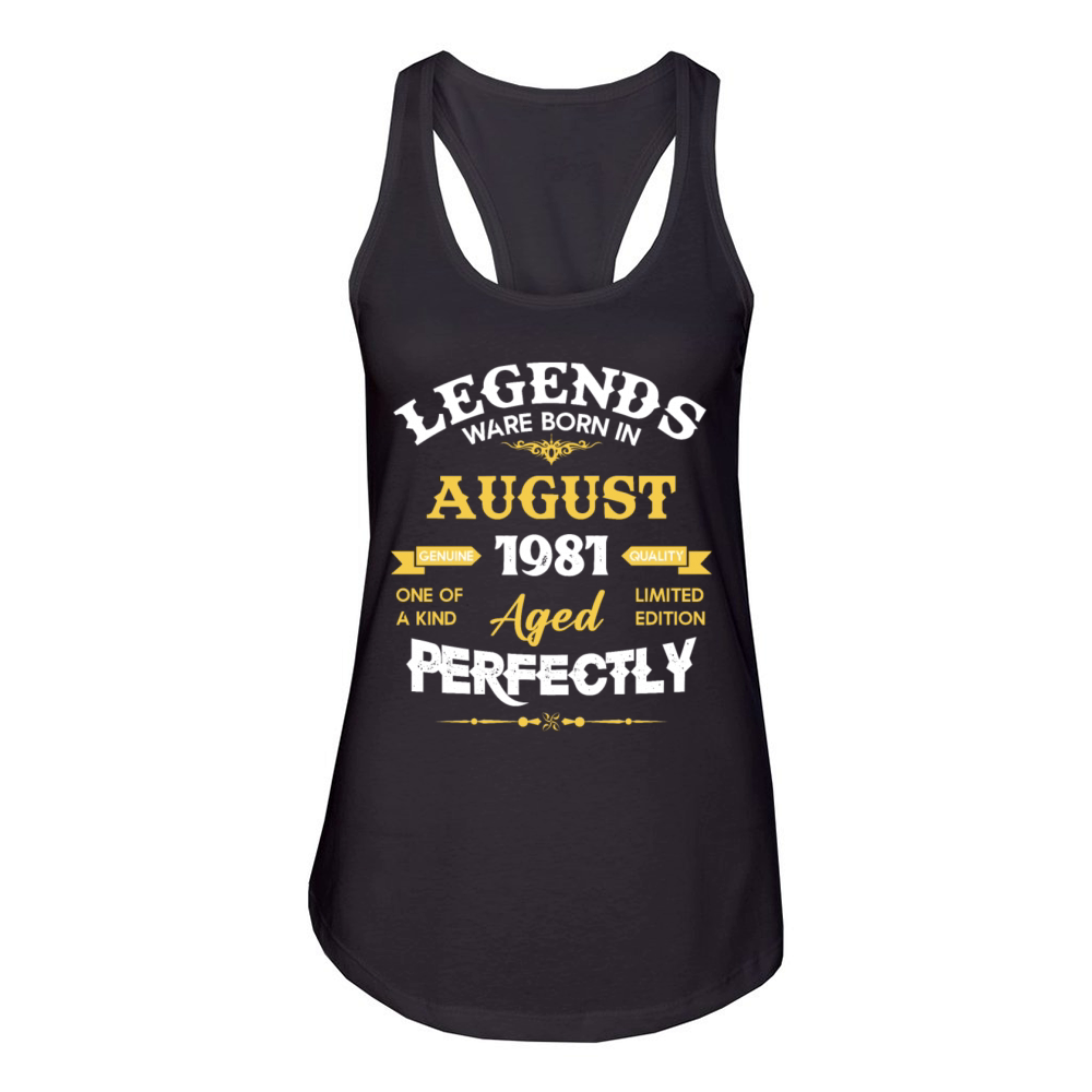 Vintage Aged To Perfection August 1981 Women's Racerback Tank