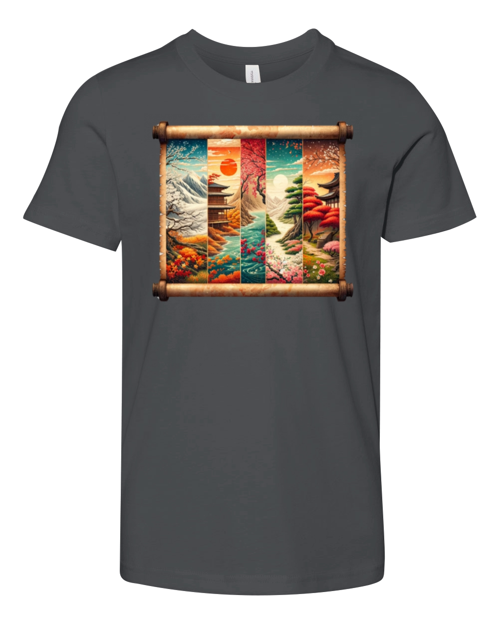 Winter Autumn Season Scenery Papyrus Scroll Youth Unisex Jersey Tee