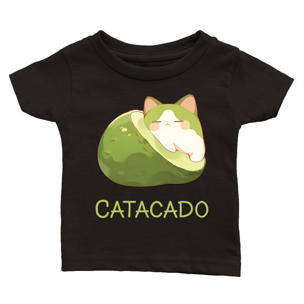 Catacado Funny Avocado Kawaii Cat Lover Classic Baby Crewneck T-shirt
