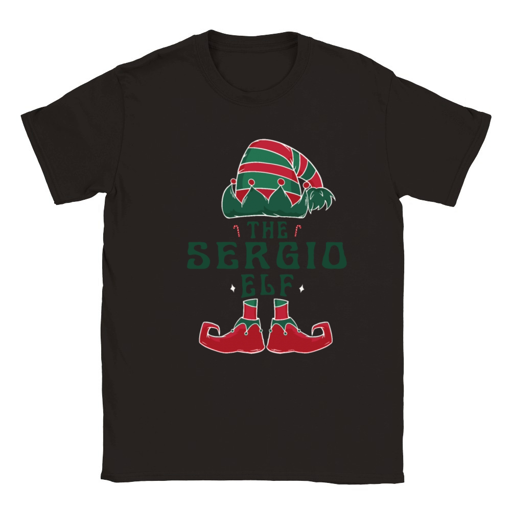 Sergio Elf Personalized Name Christmas Family Classic Kids Crewneck T-shirt