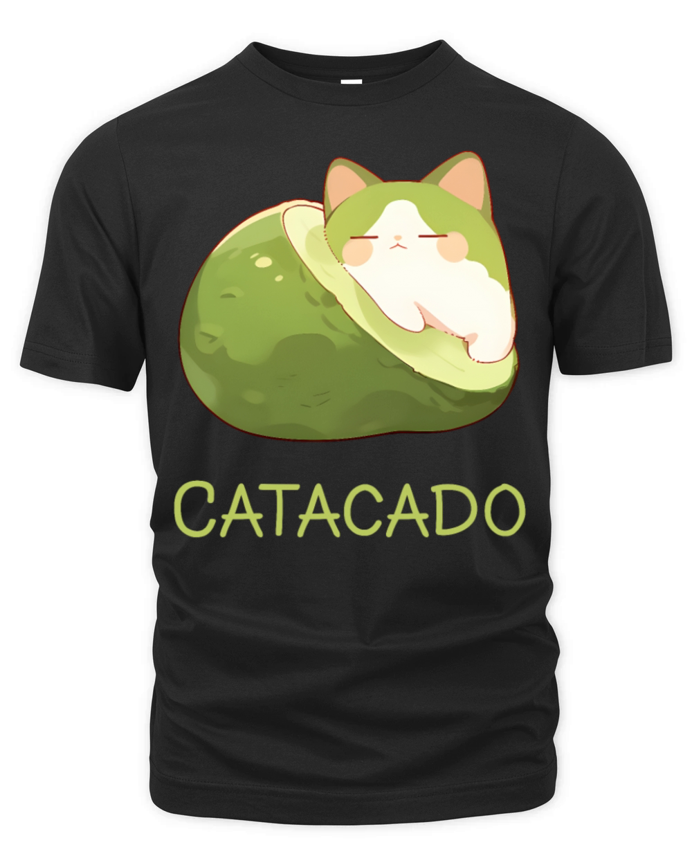 Catacado Funny Avocado Kawaii Cat Lover Organic Unisex T-shirt