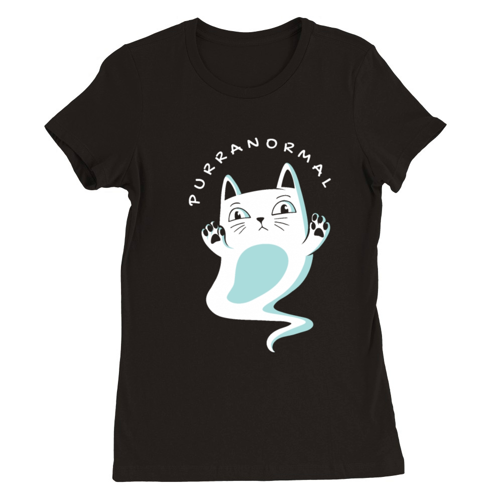 Cool Cat Ghost Animal Cartoon Premium Womens Crewneck T-shirt