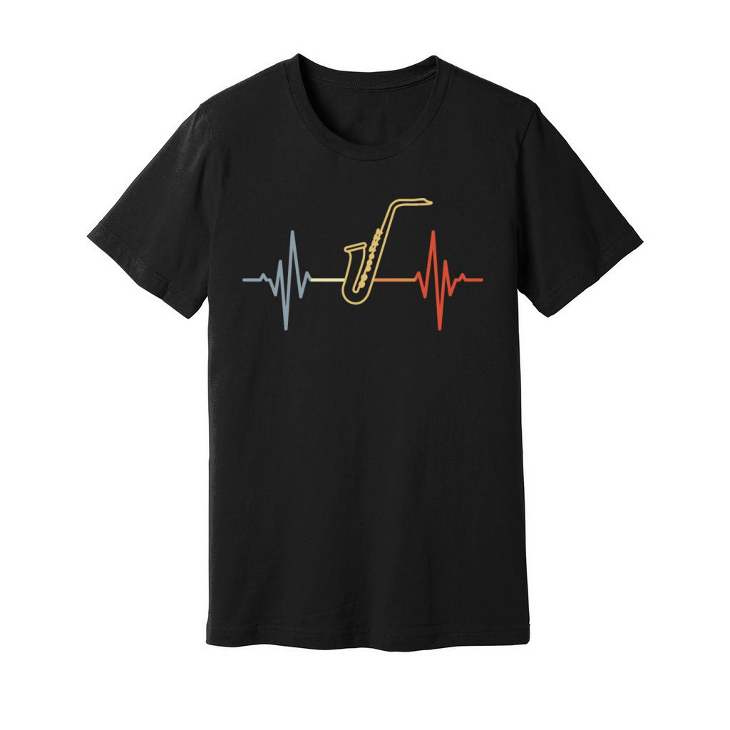 Vintage Saxophone Pulse Line Unisex Jersey Tee