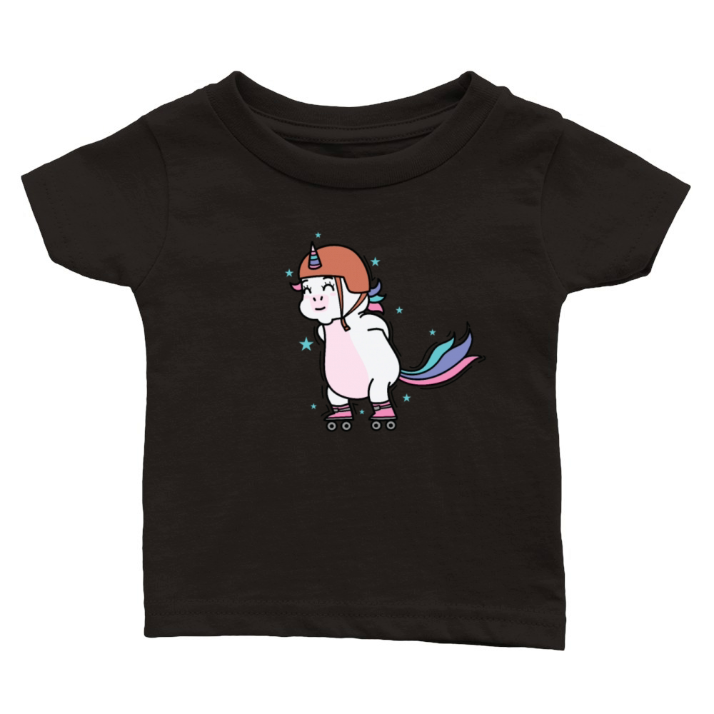 Unicorn doing Inline Skating Fable Creature Sport Classic Baby Crewneck T-shirt