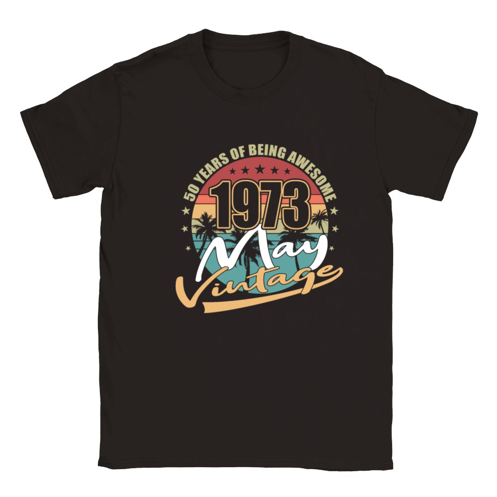 50th birthday may 1973 vintage 1973 Classic Kids Crewneck T-shirt