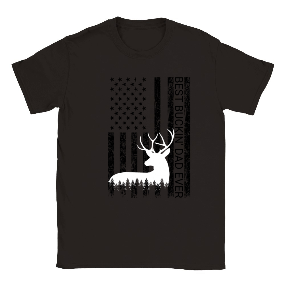 Best Buckin Dad Ever Vintage Deer Hunting America Classic Kids Crewneck T-shirt