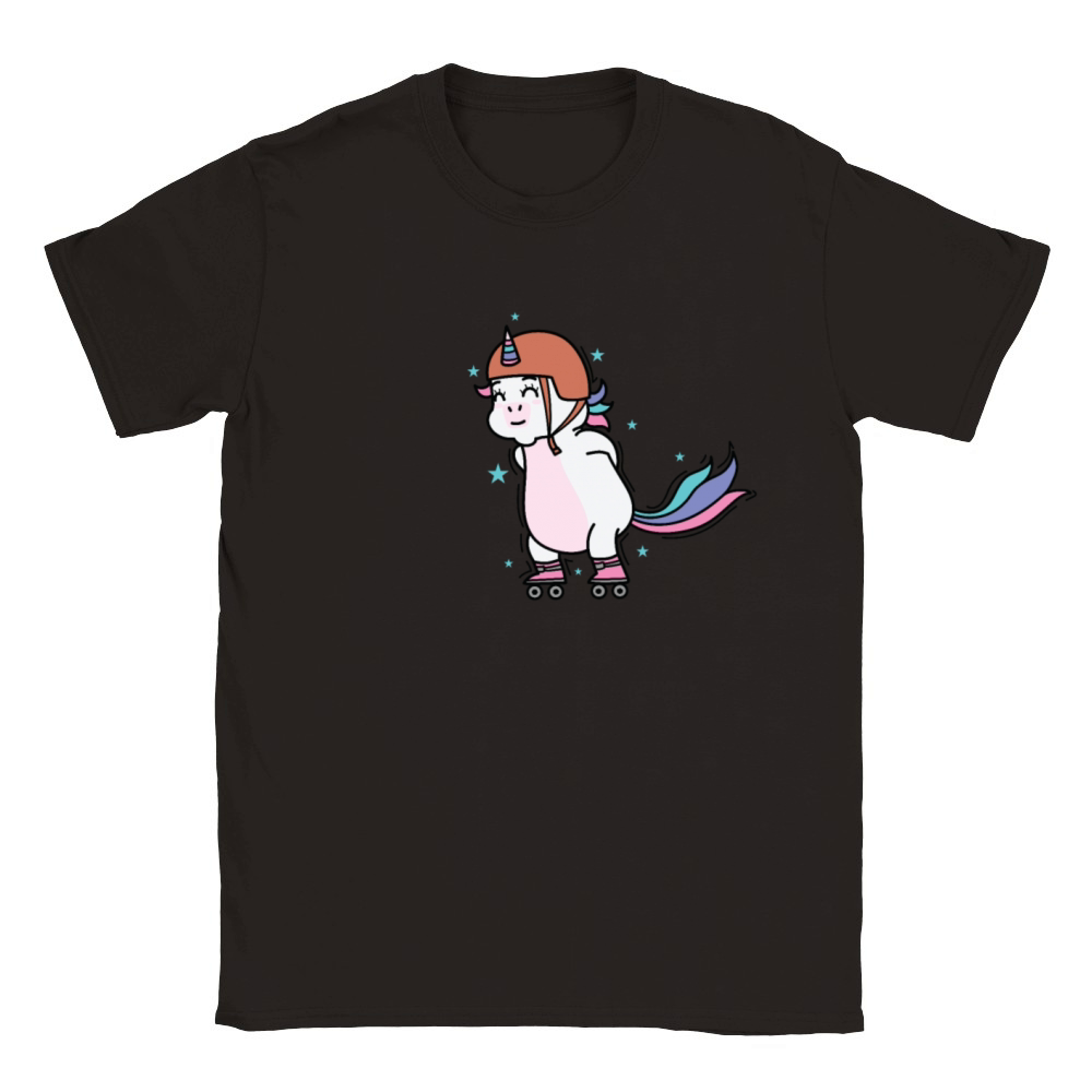 Unicorn doing Inline Skating Fable Creature Sport Classic Kids Crewneck T-shirt