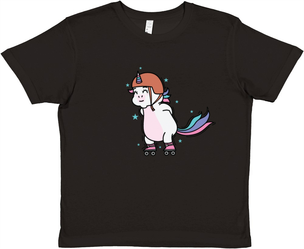 Unicorn doing Inline Skating Fable Creature Sport Premium Kids Crewneck T-shirt