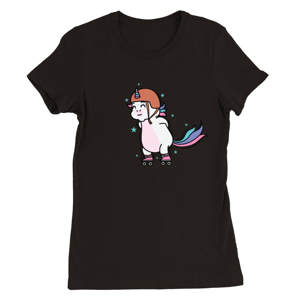 Unicorn doing Inline Skating Fable Creature Sport Premium Womens Crewneck T-shirt