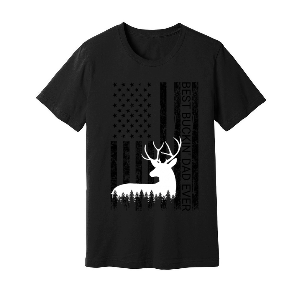 Best Buckin Dad Ever Vintage Deer Hunting America Unisex Jersey Tee