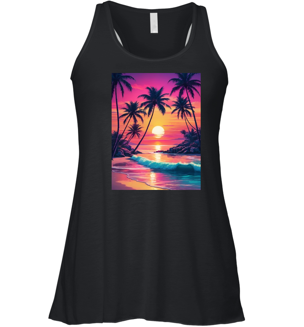 Beautiful sunset at the beach Women's Flowy Tank Top