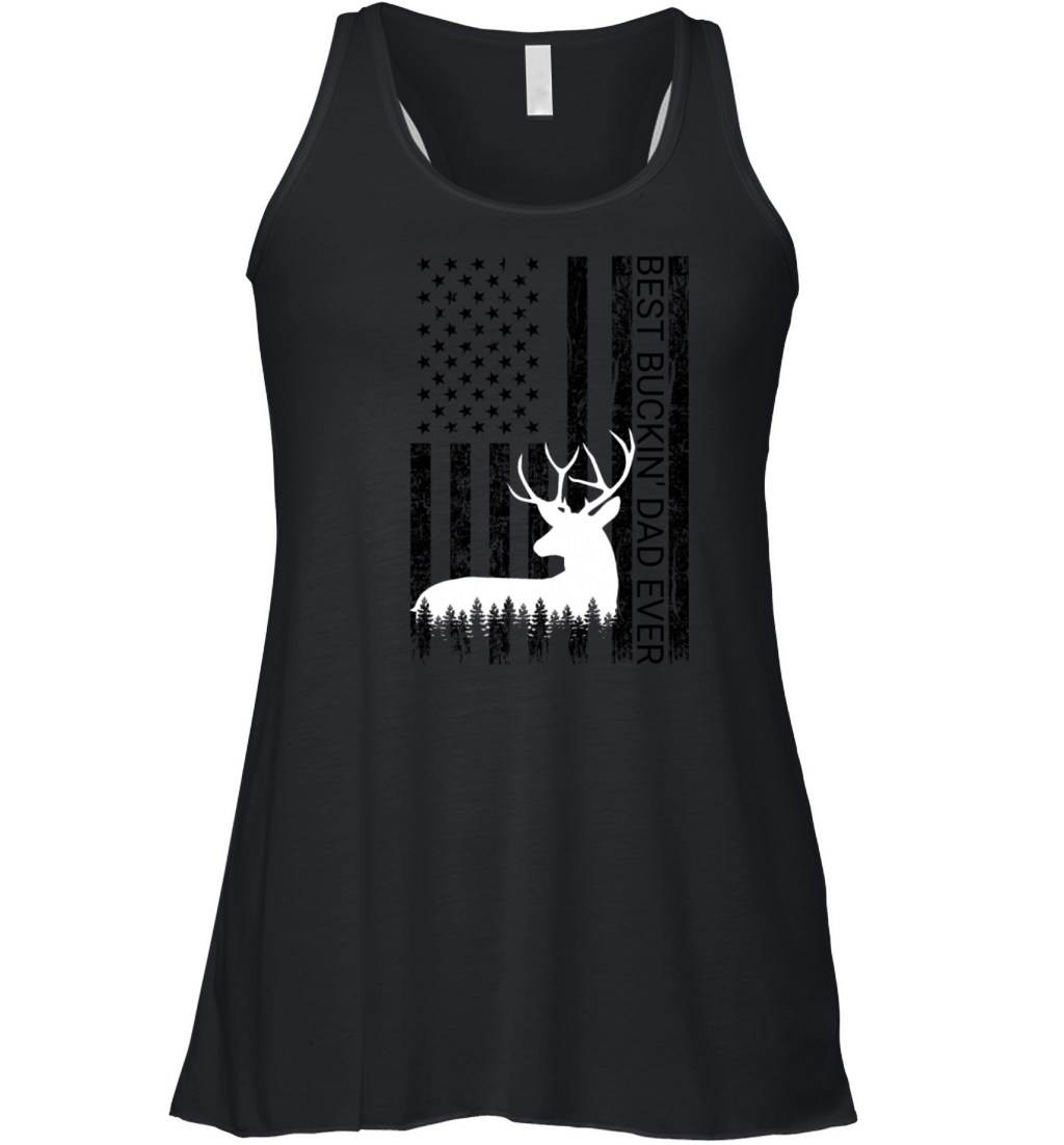 Best Buckin Dad Ever Vintage Deer Hunting America Women's Flowy Tank Top