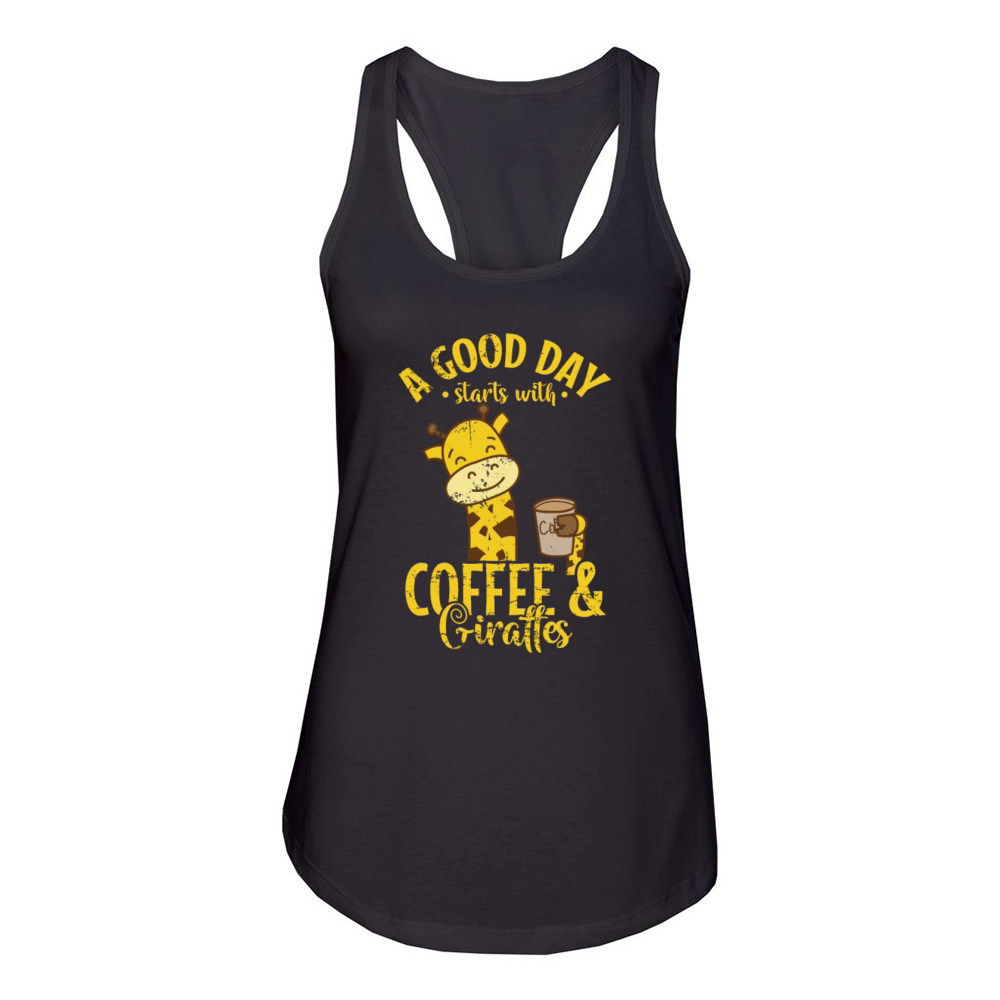 A good Day starts with Coffee and Giraffes Women's Racerback Tank