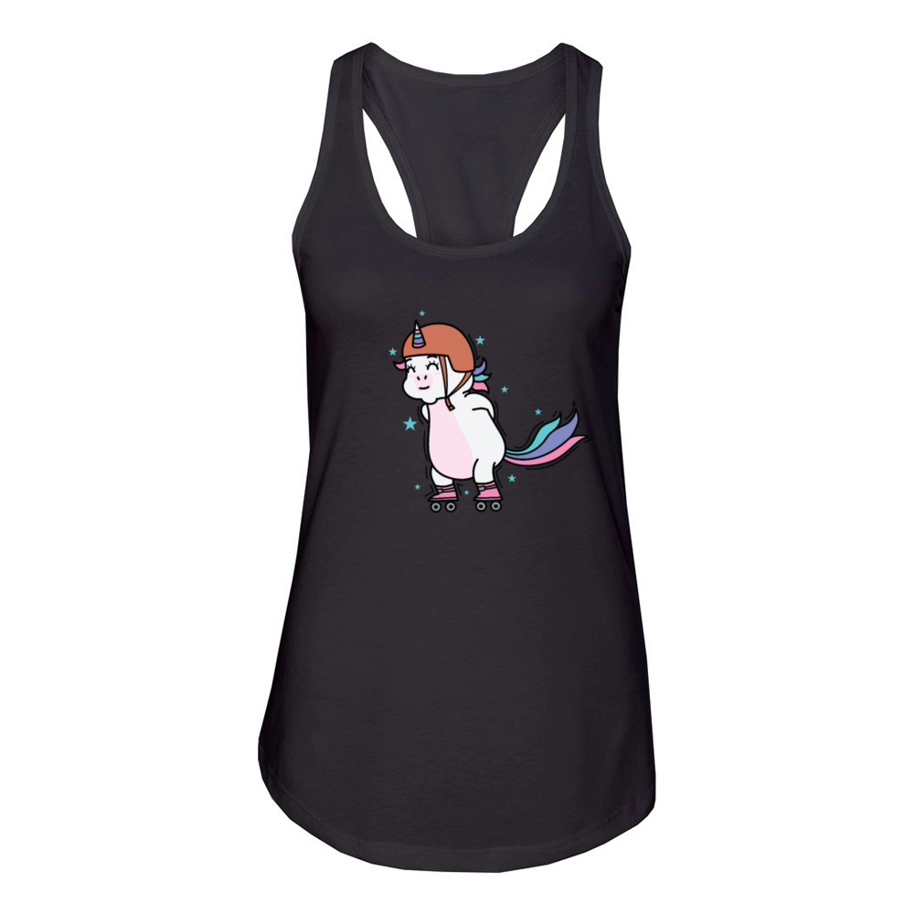 Unicorn doing Inline Skating Fable Creature Sport Women's Racerback Tank