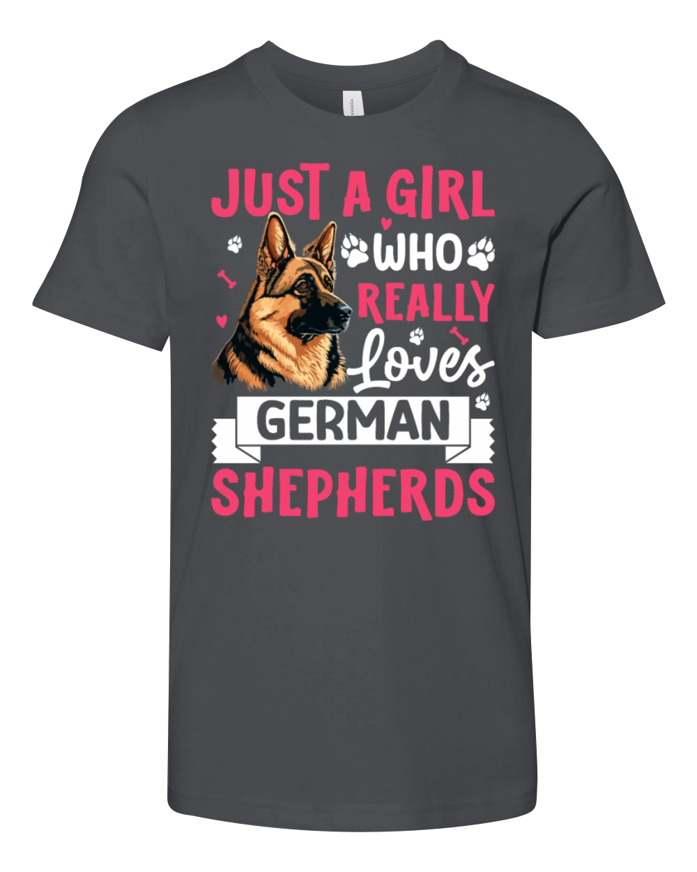 6 JUST A GIRL who Loves GERMAN SHEPHERDS Youth Unisex Jersey Tee