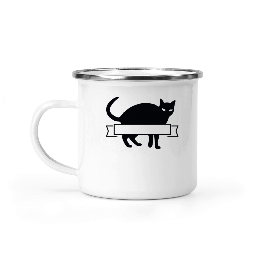 HALLOWEEN BADGE BLACK CAT EYE Camping Mug