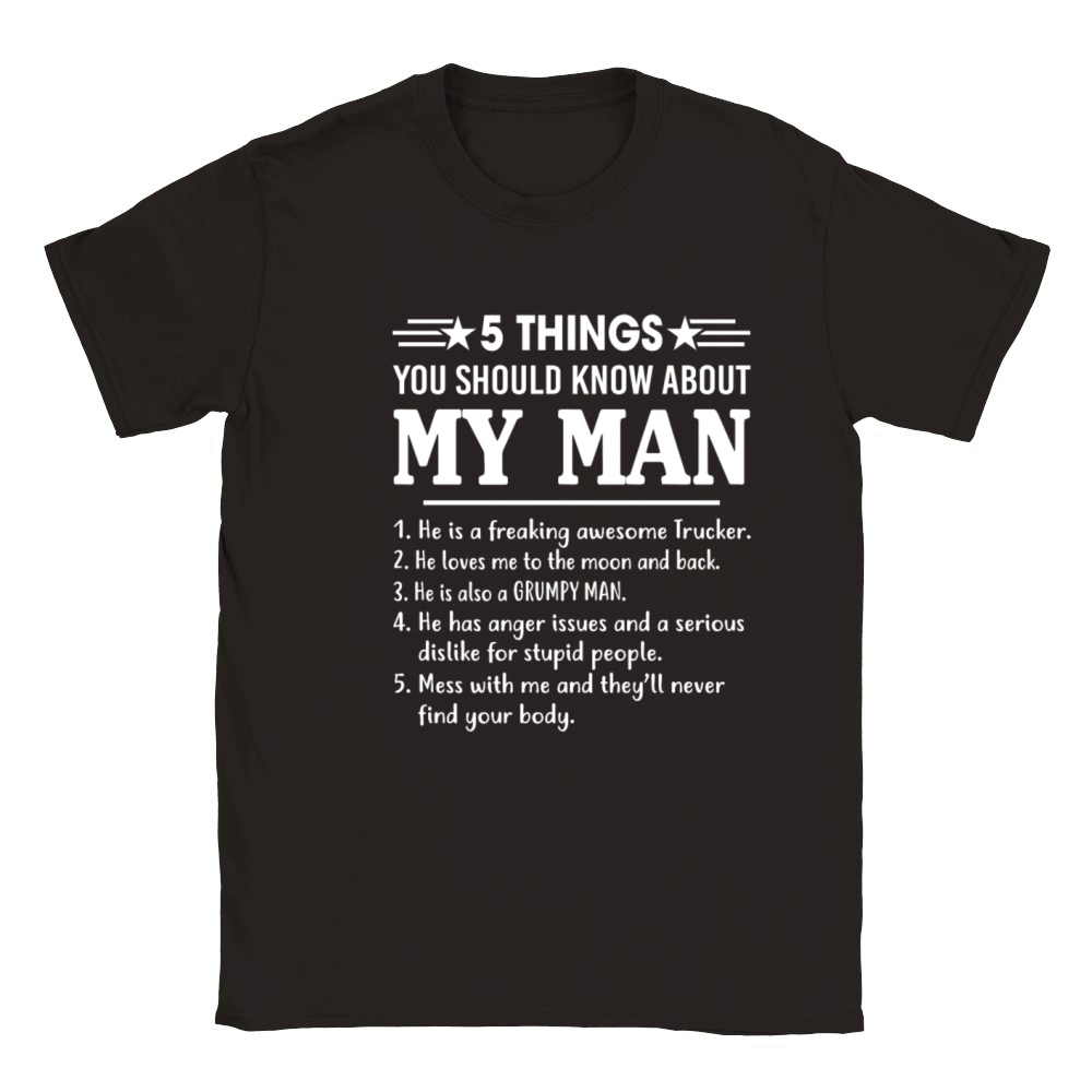 5 Things You Should Know About My Man Funny Wife on Mens Pique Classic Kids Crewneck T-shirt