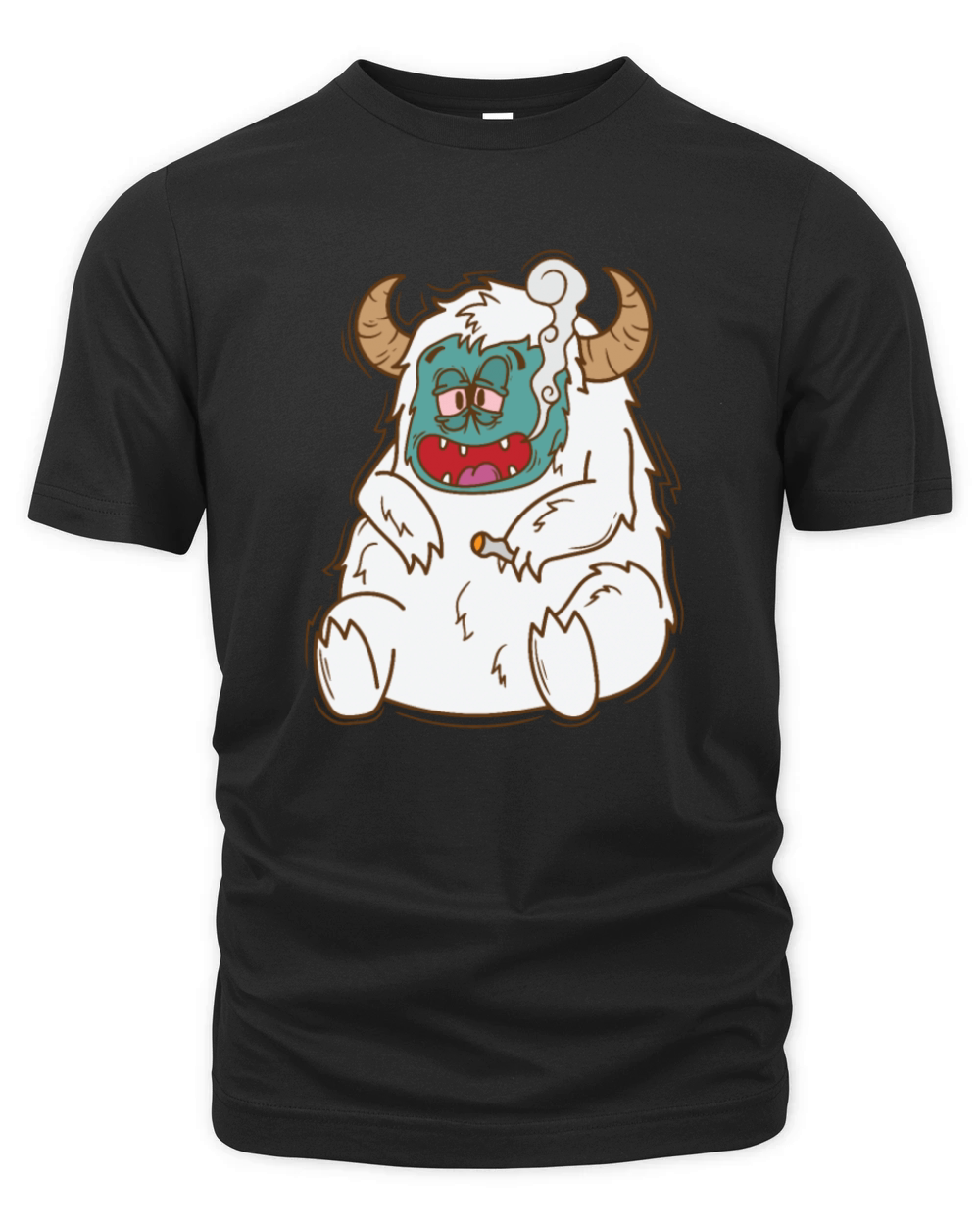 Yeti smoking Snowman Creature Footprints Organic Unisex T-shirt