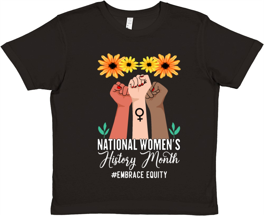 National Womens History Month Embrace Equity Premium Kids Crewneck T-shirt