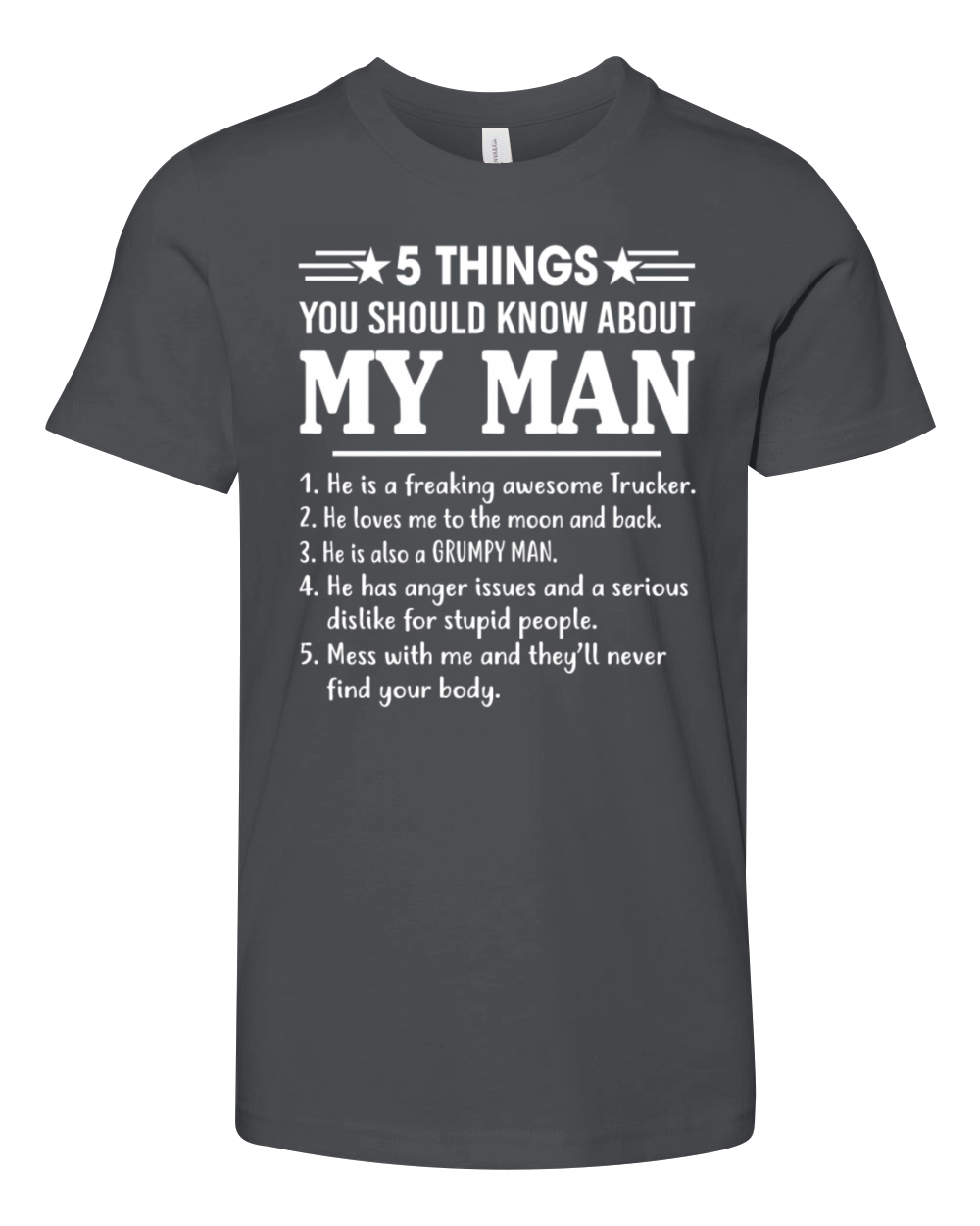 5 Things You Should Know About My Man Funny Wife on Mens Pique Youth Unisex Jersey Tee