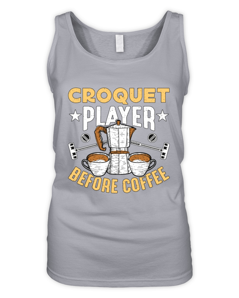 Croquet Player Before Coffee Mallet Coffee Lover Organic Women's Tank Top