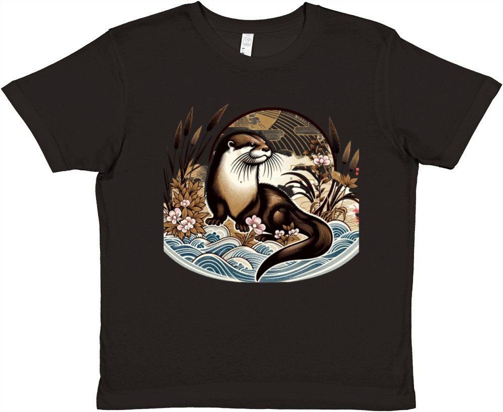 Floral Wildlife Vintage Flower Japanese Art Cute Premium Kids Crewneck T-shirt