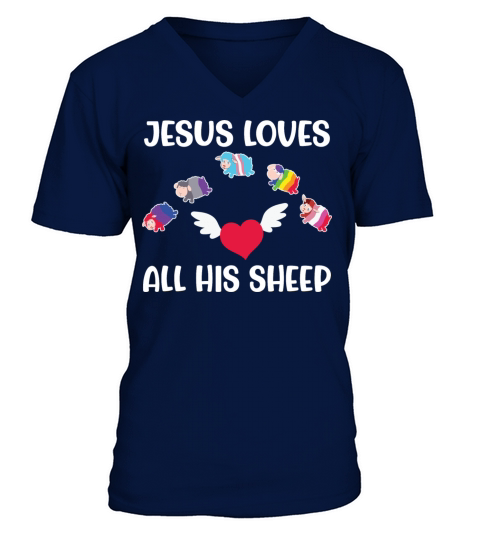 jesus loves all his sheep V-Neck T-shirt