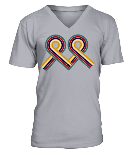 Retro Vintage Colorful Heart Collections V-Neck T-shirt