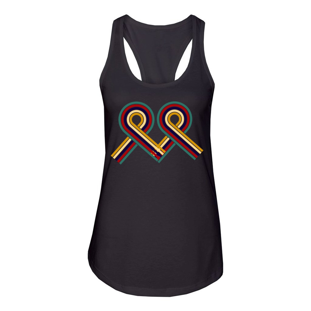 Retro Vintage Colorful Heart Collections Women's Racerback Tank