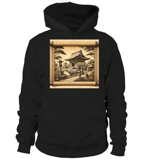 Classic Temple Shrine Scenery Papyrus Scroll Hoodie Unisex
