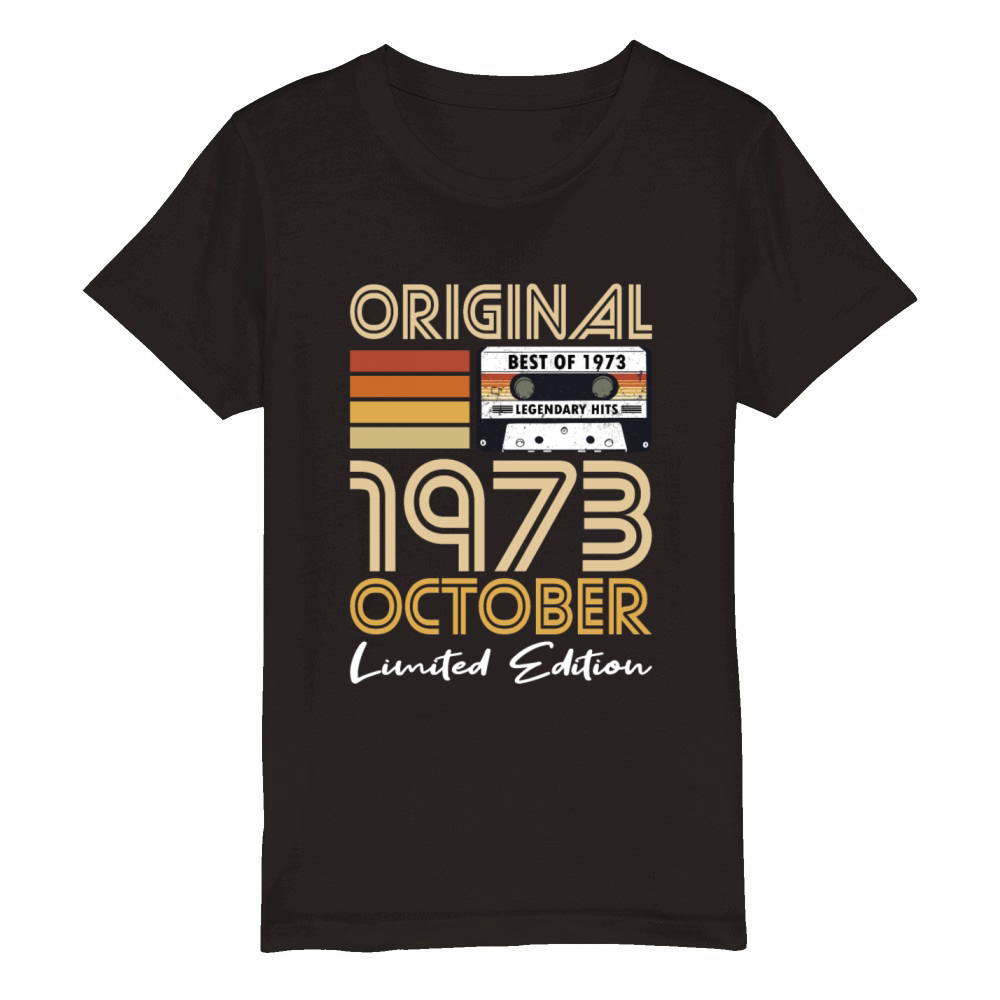 50th birthday october 1973 original 1973 Organic Kids Crewneck T-shirt