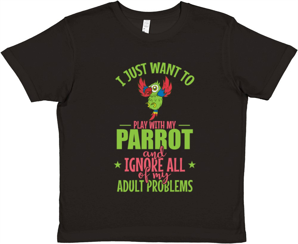 I Just want to Play with my Parrot Animal Bird Premium Kids Crewneck T-shirt