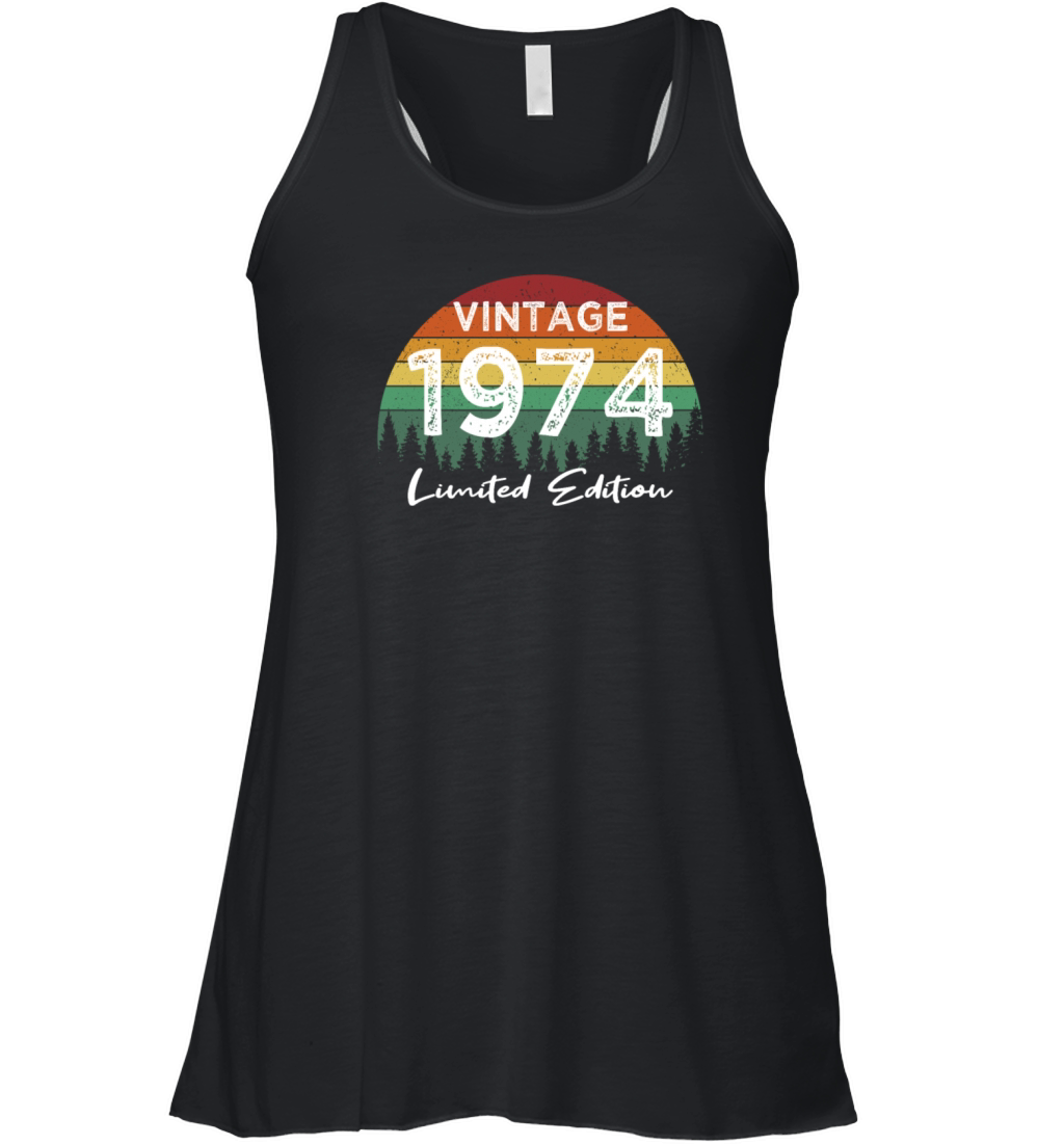 50th birthday vintage 1974 born in 1974 Women's Flowy Tank Top