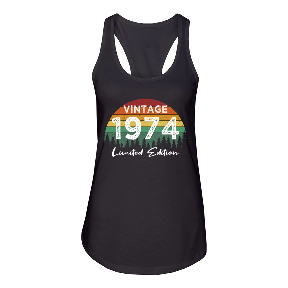 50th birthday vintage 1974 born in 1974 Women's Racerback Tank
