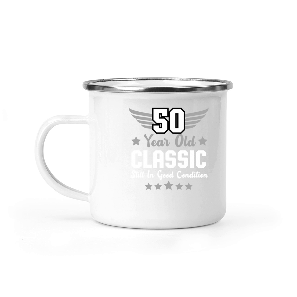 50th Birthday Fun Old Men Classic Retro Camping Mug