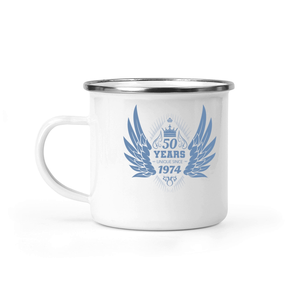 50th birthday vintage 1974 angel wings Camping Mug