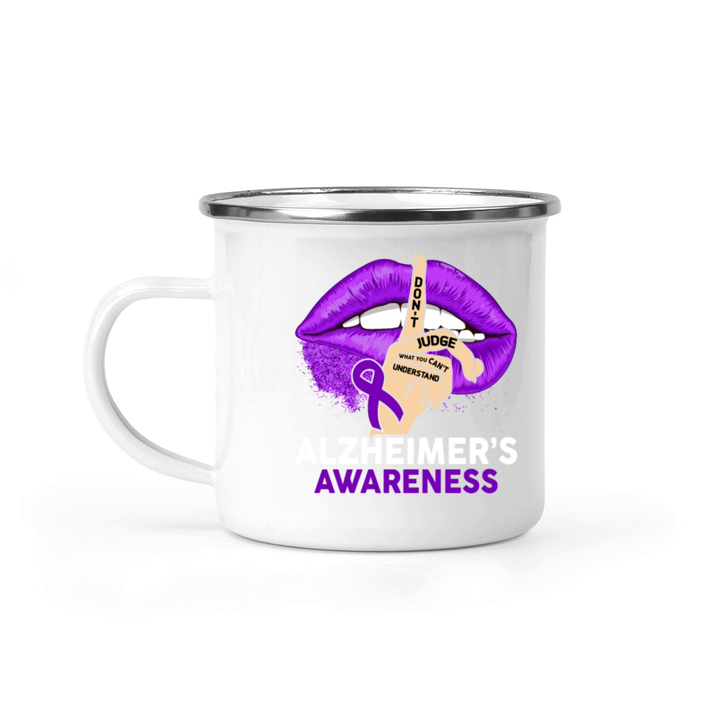 Understand Alzheimers Purple Ribbon Camping Mug