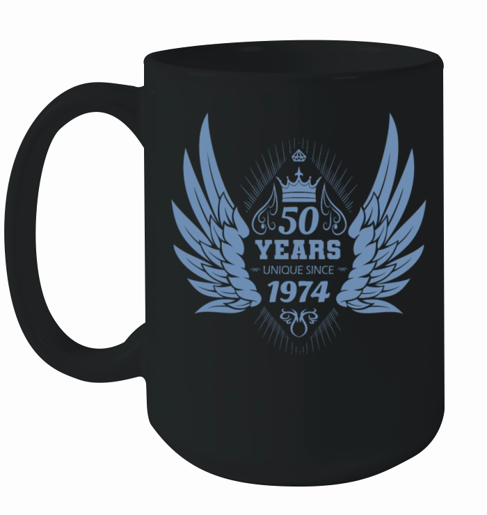 50th birthday vintage 1974 angel wings Ceramic Mug