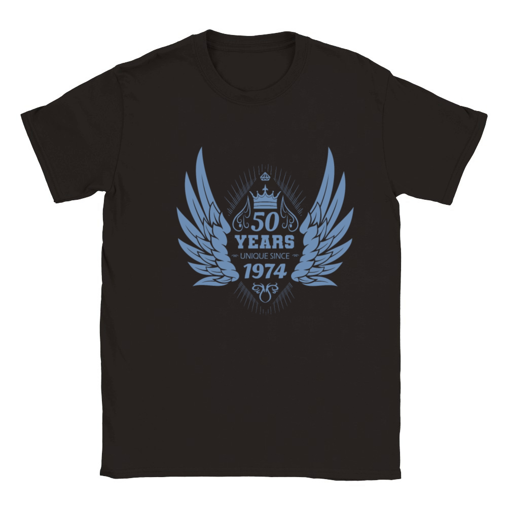 50th birthday vintage 1974 angel wings Classic Kids Crewneck T-shirt
