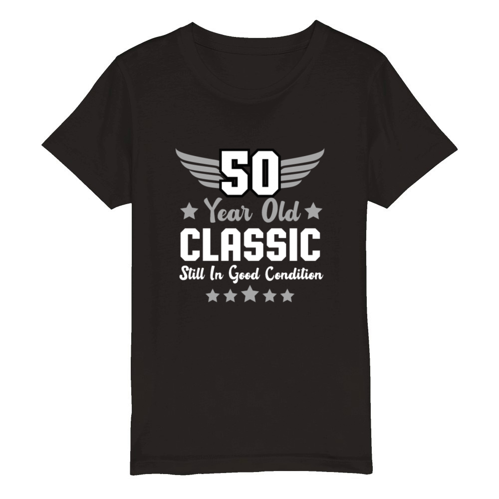 50th Birthday Fun Old Men Classic Retro Organic Kids Crewneck T-shirt
