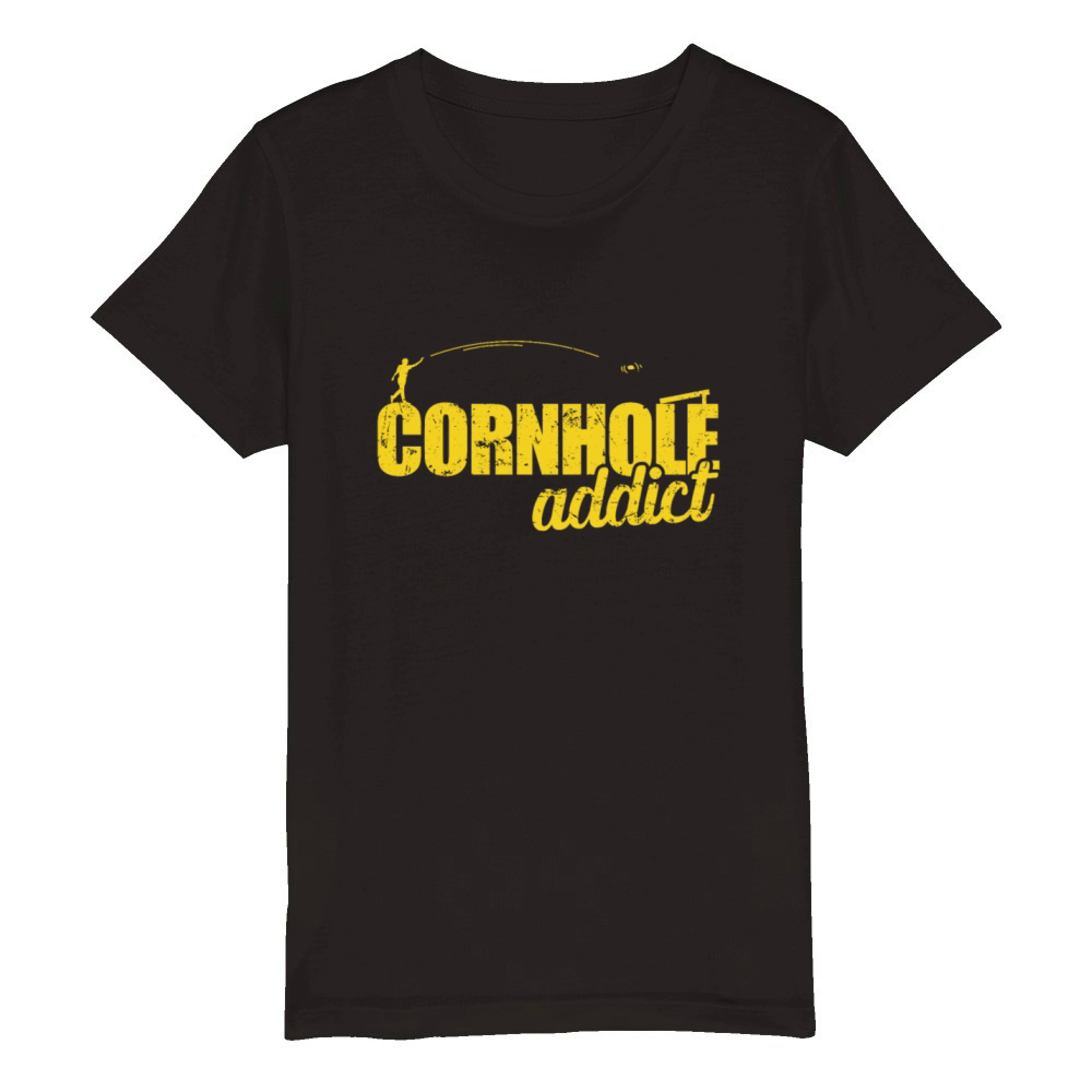 Cornhole addict Game Spare Time Hobby Organic Kids Crewneck T-shirt